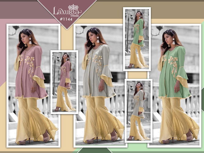 Laxuria Trendz 1144 Fancy Festive Wear Faux Georgette Tops With Bottom Collection
